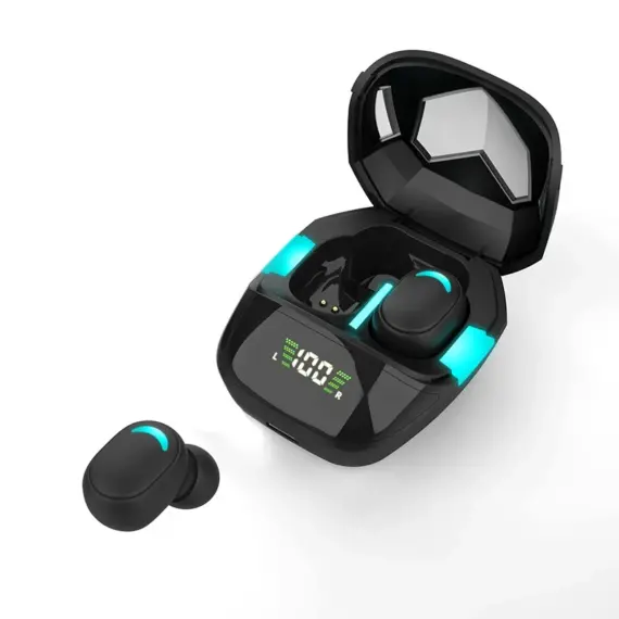 Black tws g7s small earbuds original gaming with powerbank true wireless silicone earbuds noise cancelling with charging case