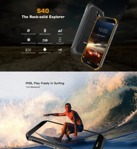 Cheap Rugged Smartphone Doogee S40 5.5Inch Android smartphone IP68 Waterproof celular doogee s40